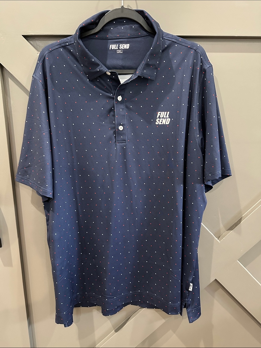Full Send Men's Navy Polo with Micro Star Print